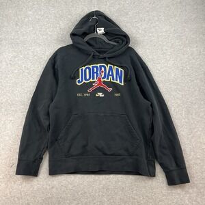 Nike Air Jordan Jumpman Hoodie Est 1985 Swoosh Retro L Jumpman Patch Logo Black